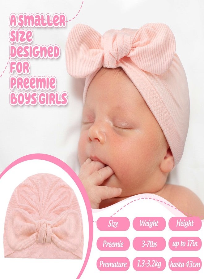 Velmitten 10 Pcs Preemie Hats Cotton Preemie Caps Bows Turban Premature Baby Boys Girls Hospital NICU Hat (Rabbit Ear Style) Black and White - Image 2
